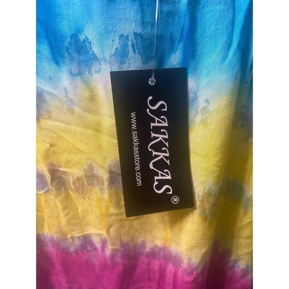 SAKKAS NWT Tie Dye Bright Multi Color Swim Cover Up/ Poncho Top One Size - Picture 5 of 8